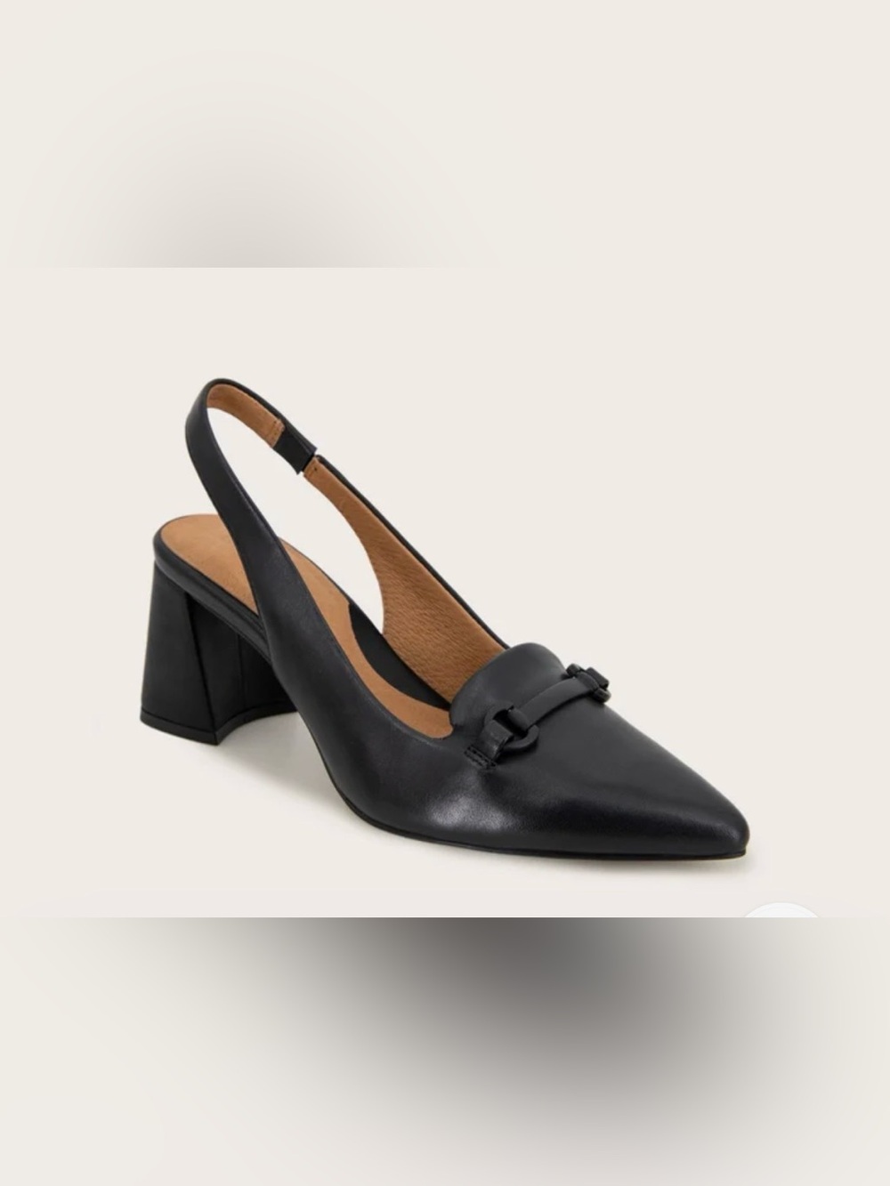 Kenneth Cole Black Leather Pointed Toe Slingback Block Heel Mules